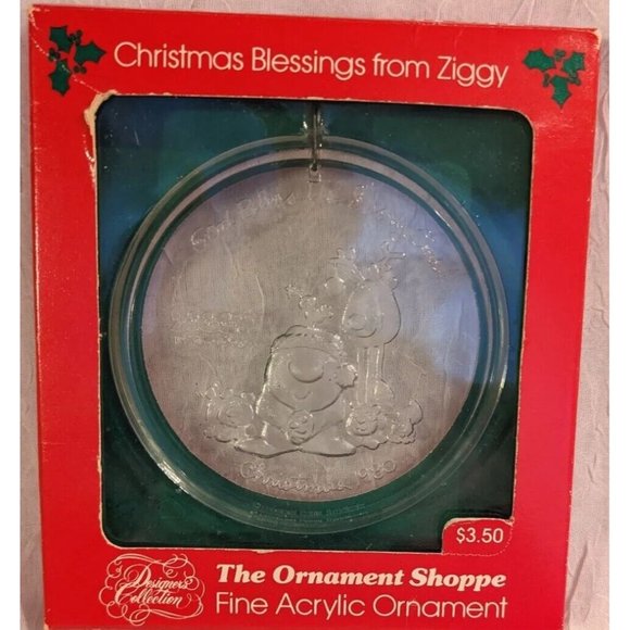 Vtg 1980 Ziggy Christmas Ornament Shoppe Blessings From Clear Acrylic 80s Retro - Picture 15 of 15